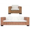 2-dijelni set sofa od prirodnog ratana s jastucima