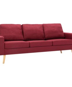 2-dijelni set sofa od tkanine crvena boja vina