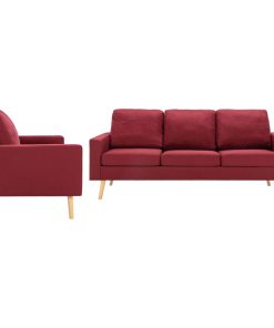 2-dijelni set sofa od tkanine crvena boja vina