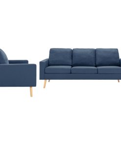 2-dijelni set sofa od tkanine plavi