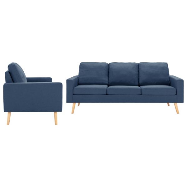 2-dijelni set sofa od tkanine plavi