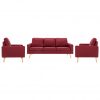 3-dijelni set sofa od tkanine crvena boja vina