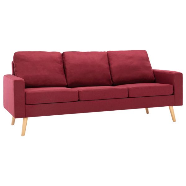 3-dijelni set sofa od tkanine crvena boja vina