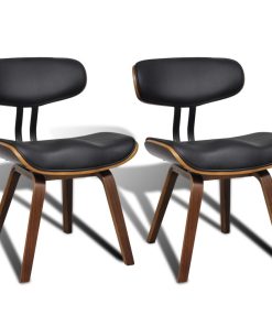 Blagovaonske stolice 2 kom od zaobljenog drva i umjetne kože
