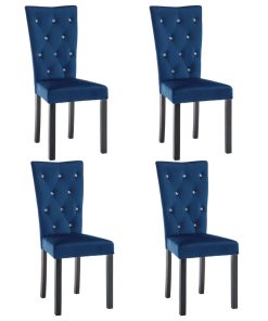 Blagovaonske stolice od baršuna 4 kom tamno plave