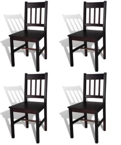 Blagovaonske stolice od borovine 4 kom tamno smeđe
