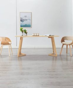 Blagovaonske stolice od savijenog drva i umjetne kože 2 kom krem
