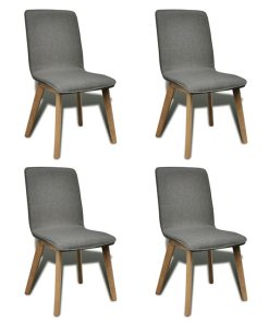 Blagovaonske stolice od tkanine i hrastovine 4 kom svjetlosive