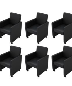 Blagovaonske stolice od umjetne kože 6 kom crne