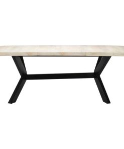 Blagovaonski stol bijeli 200x100x75 cm od masivnog drva manga