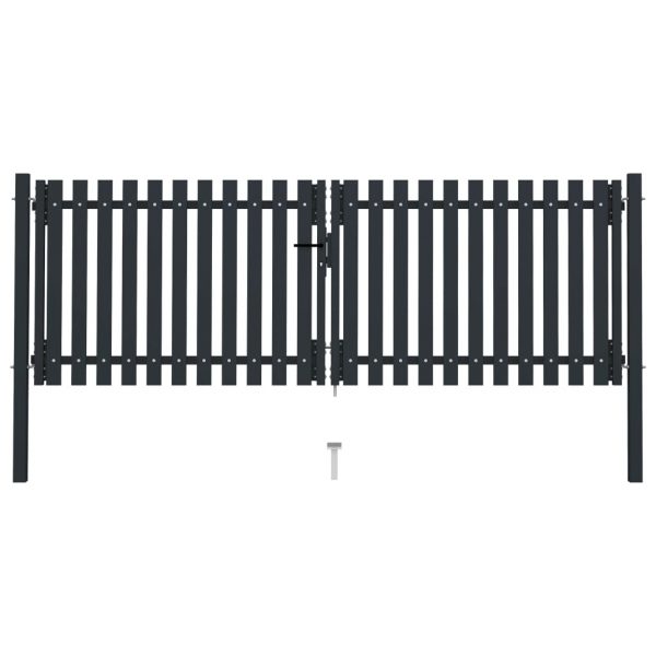 Dvostruka vrata za ogradu od čelika 306 x 125 cm antracit