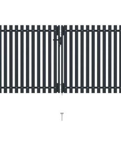Dvostruka vrata za ogradu od čelika 306 x 200 cm antracit