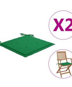 Jastuci za vrtne stolice 2 kom zeleni 40 x 40 x 4 cm od tkanine
