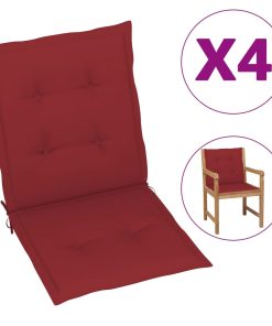 Jastuci za vrtne stolice 4 kom crvena boja vina 100 x 50 x 4 cm