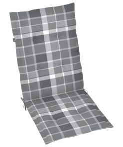 Jastuci za vrtne stolice 4 kom sivi karirani 120 x 50 x 4 cm