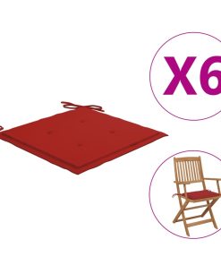Jastuci za vrtne stolice 6 kom crveni 40 x 40 x 4 cm od tkanine