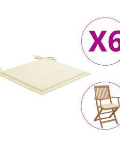 Jastuci za vrtne stolice 6 kom krem 40 x 40 x 4 cm od tkanine