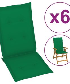 Jastuci za vrtne stolice 6 kom zeleni 120 x 50 x 4 cm