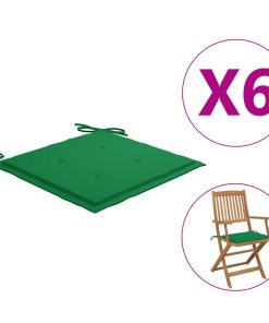 Jastuci za vrtne stolice 6 kom zeleni 40 x 40 x 4 cm od tkanine