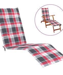 Jastuk za ležaljku crveni karirani (75 + 105) x 50 x 4 cm