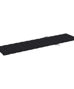 Jastuk za ležaljku za sunčanje crni 200 x 50 x 4 cm od tkanine
