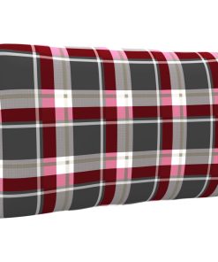 Jastuk za sofu od paleta crveni karirani 70 x 40 x 12 cm