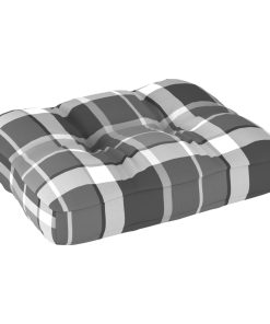 Jastuk za sofu od paleta sivi karirani 50 x 40 x 12 cm