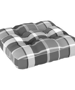 Jastuk za sofu od paleta sivi karirani 50 x 50 x 12 cm