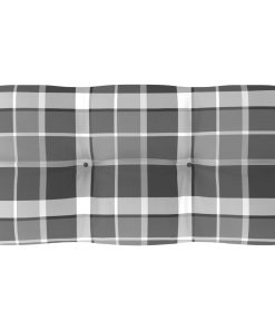 Jastuk za sofu od paleta sivi karirani 80 x 40 x 12 cm