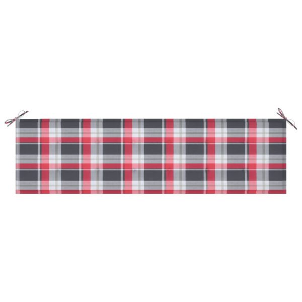 Jastuk za vrtnu klupu crveni karirani 180x50x4 cm od tkanine