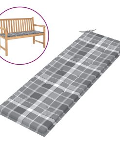 Jastuk za vrtnu klupu sivi karirani 150 x 50 x 4 cm od tkanine