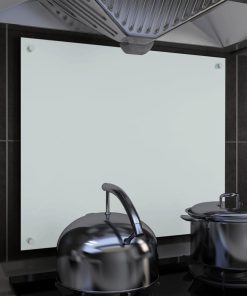 Kuhinjska zaštita od prskanja bijela 70 x 60 cm kaljeno staklo