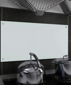 Kuhinjska zaštita od prskanja bijela 80 x 40 cm kaljeno staklo