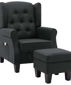 Masažna fotelja od tkanine s tabureom tamnosiva