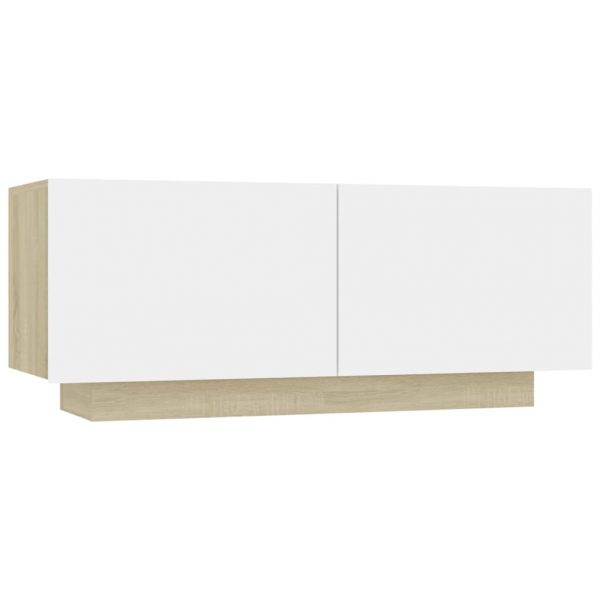 Noćni ormarić bijeli i boja hrasta 100 x 35 x 40 cm od iverice