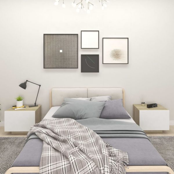 Noćni ormarić bijeli i boja hrasta 100 x 35 x 40 cm od iverice