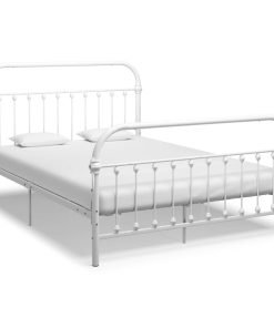 Okvir za krevet bijeli metalni 160 x 200 cm
