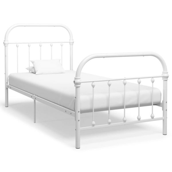 Okvir za krevet bijeli metalni 90 x 200 cm
