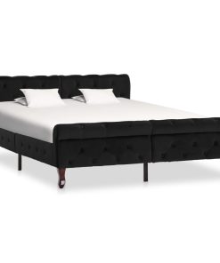 Okvir za krevet crni baršunasti 140 x 200 cm