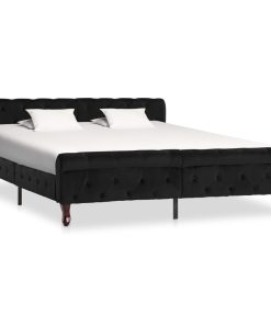Okvir za krevet crni baršunasti 160 x 200 cm