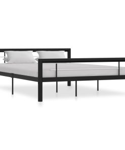 Okvir za krevet crno-bijeli metalni 160 x 200 cm