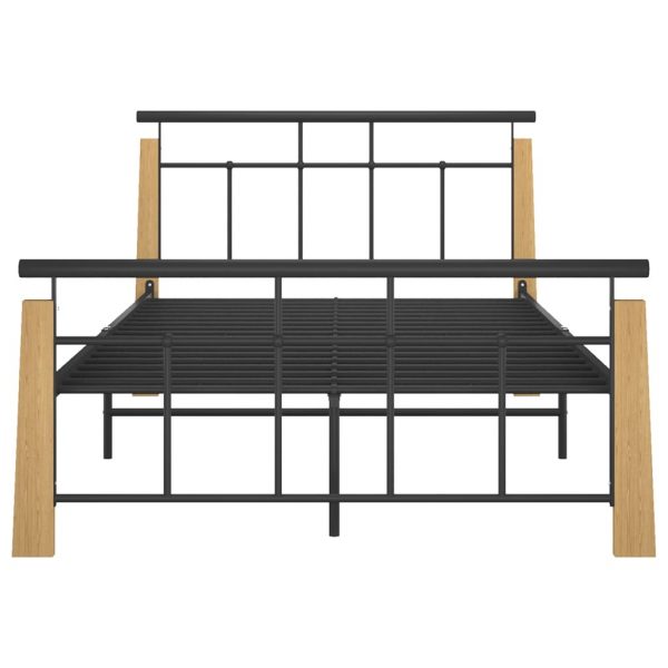 Okvir za krevet od metala i masivne hrastovine 120 x 200 cm - Slika 3