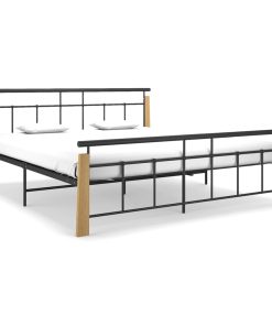 Okvir za krevet od metala i masivne hrastovine 180 x 200 cm
