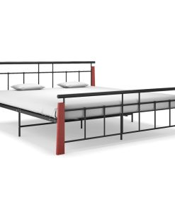 Okvir za krevet od metala i masivne hrastovine 180 x 200 cm