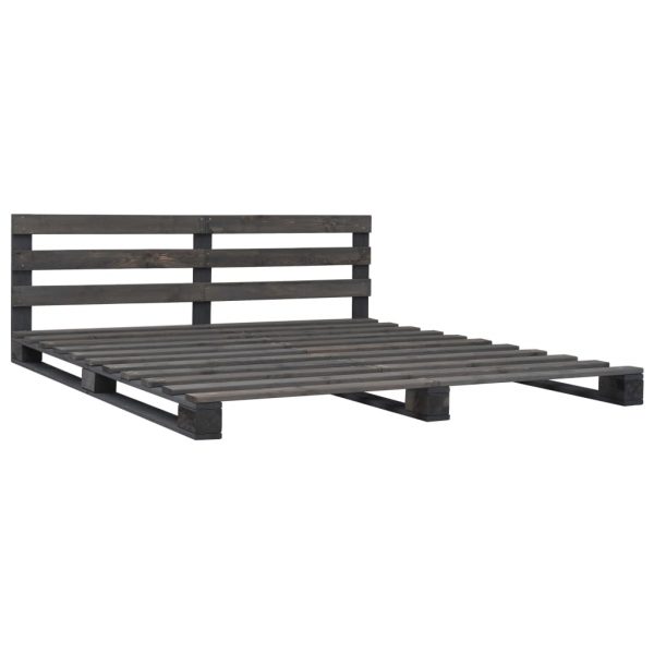 Okvir za krevet od paleta od masivne borovine sivi 120 x 200 cm