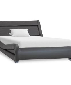 Okvir za krevet od umjetne kože s LED svjetlom sivi 100x200 cm