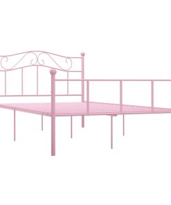 Okvir za krevet ružičasti metalni 160 x 200 cm