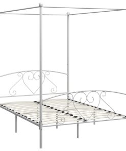 Okvir za krevet s nadstrešnicom bijeli metalni 160 x 200 cm