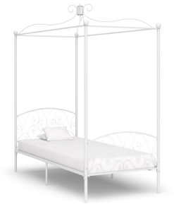 Okvir za krevet s nadstrešnicom bijeli metalni 90 x 200 cm