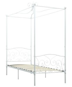 Okvir za krevet s nadstrešnicom bijeli metalni 90 x 200 cm